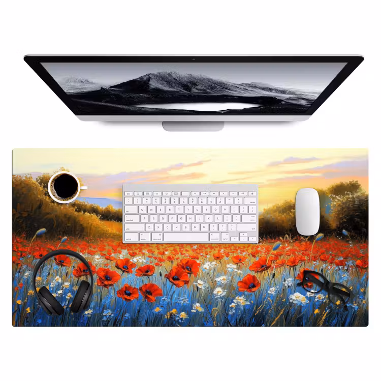 Bureau onderlegger - Klaproos - Bloemenveld - Kleurrijk — 3