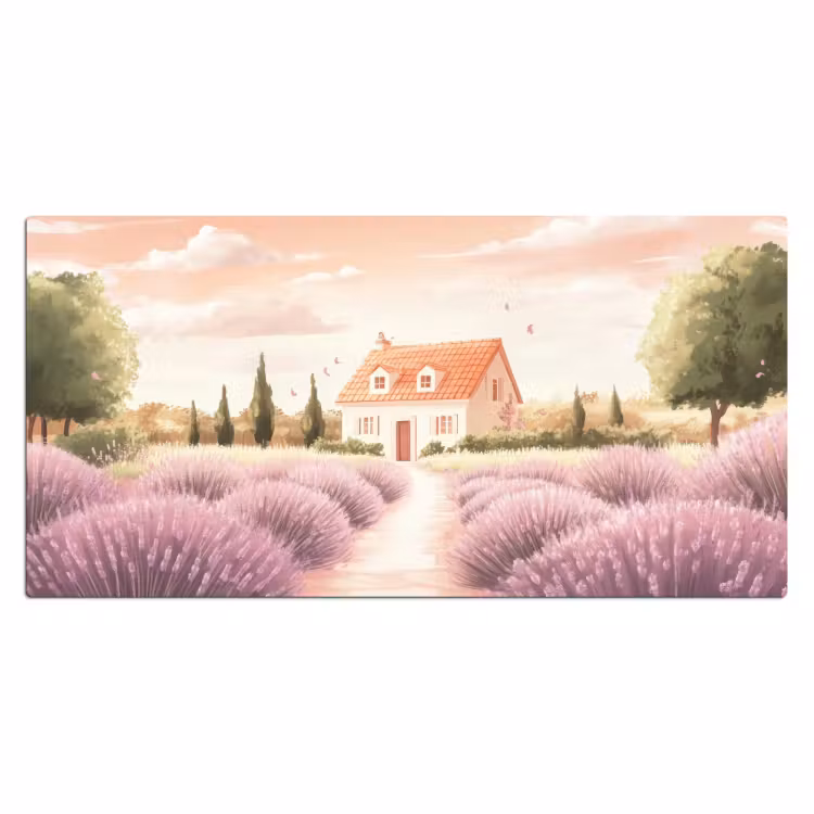 Bureau onderlegger - Lavendelveld - Huis - Paars — 1