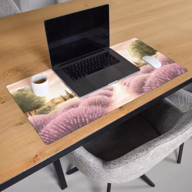 Bureau onderlegger - Lavendelveld - Huis - Paars — 2