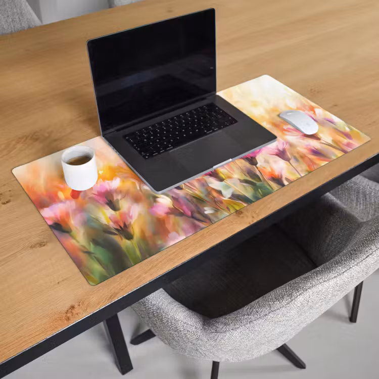 Bureau onderlegger - Vlinders - Oranje - Bloemen — 2