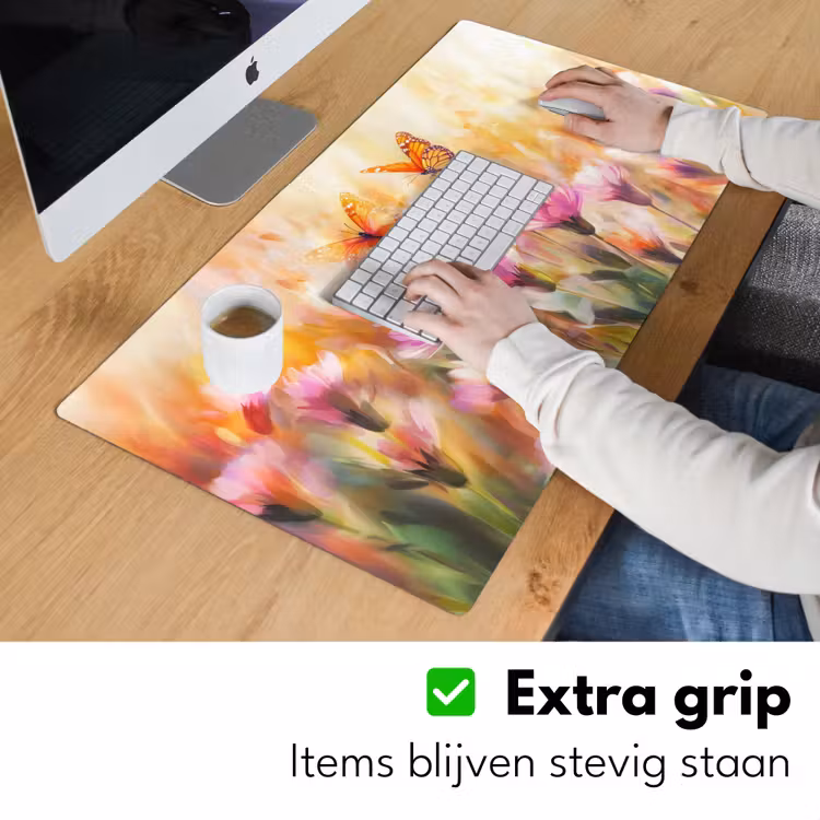 Bureau onderlegger - Vlinders - Oranje - Bloemen — 5