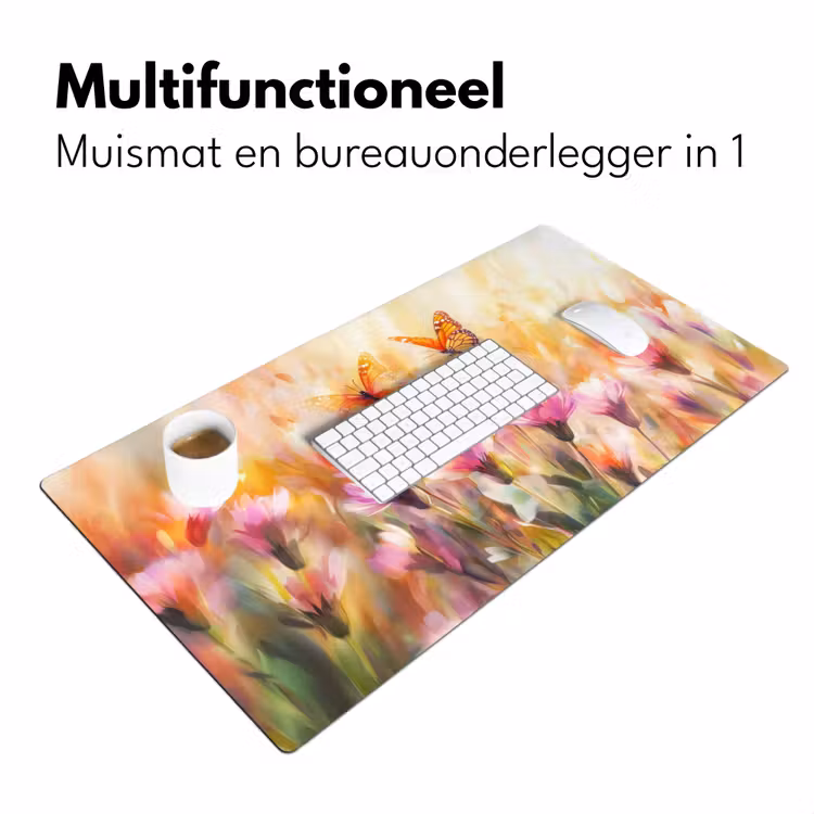 Bureau onderlegger - Vlinders - Oranje - Bloemen — 6