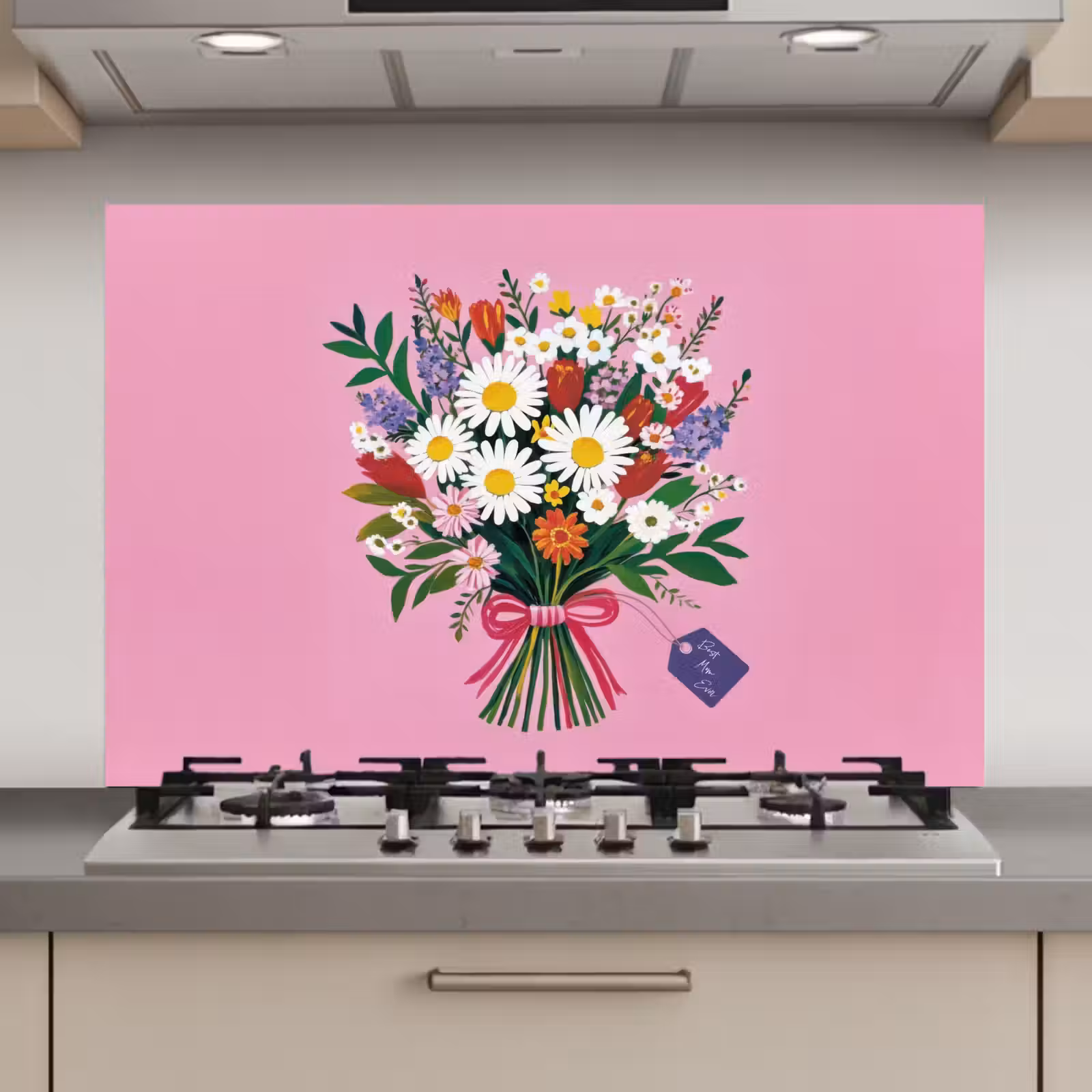 Spatscherm keuken - Bloemen - Quote - Kaartje - Kleurrijk — 1