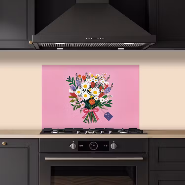 Spatscherm keuken - Bloemen - Quote - Kaartje - Kleurrijk — 2