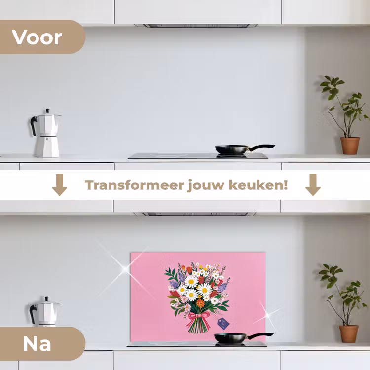 Spatscherm keuken - Bloemen - Quote - Kaartje - Kleurrijk — 3