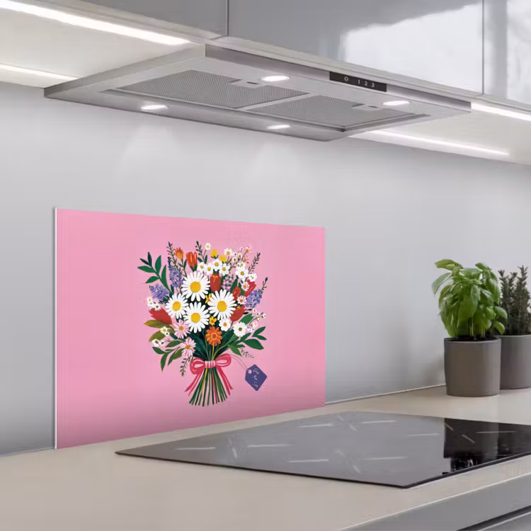 Spatscherm keuken - Bloemen - Quote - Kaartje - Kleurrijk — 5