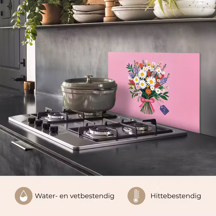 Spatscherm keuken - Bloemen - Quote - Kaartje - Kleurrijk — 7
