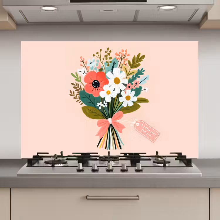 Spatscherm keuken - Boeket - Strikje - Kaartje - Quote — 1