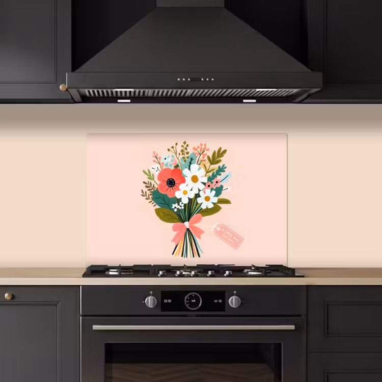 Spatscherm keuken - Boeket - Strikje - Kaartje - Quote — 2