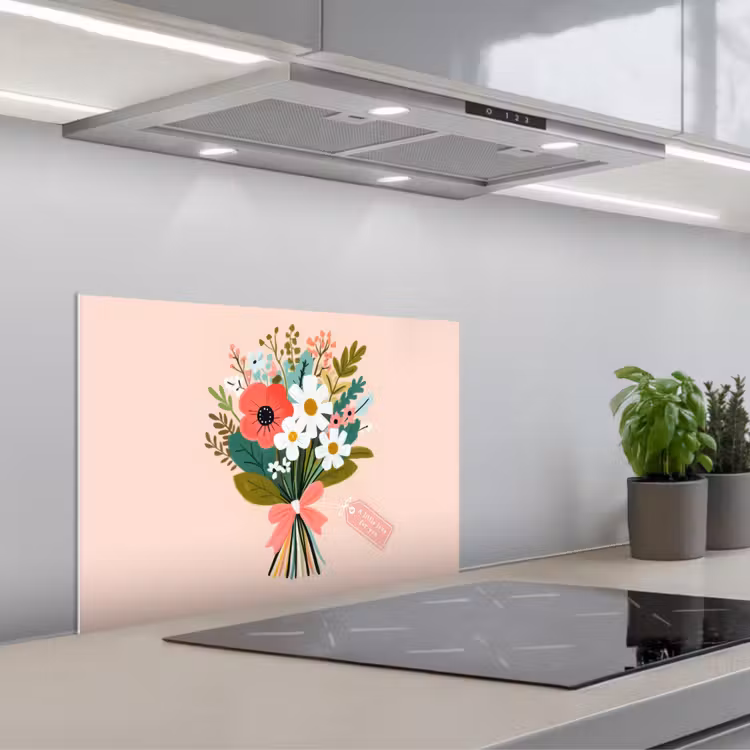 Spatscherm keuken - Boeket - Strikje - Kaartje - Quote — 5