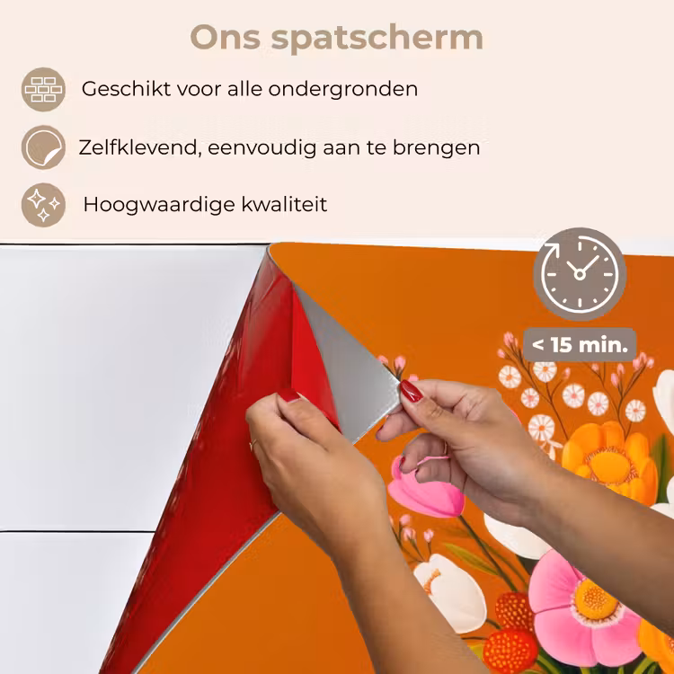 Spatscherm keuken - Vaas - Bloemen - Oranje — 4