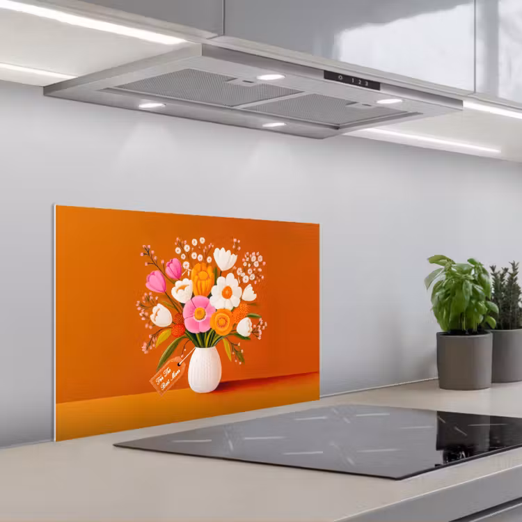 Spatscherm keuken - Vaas - Bloemen - Oranje — 5