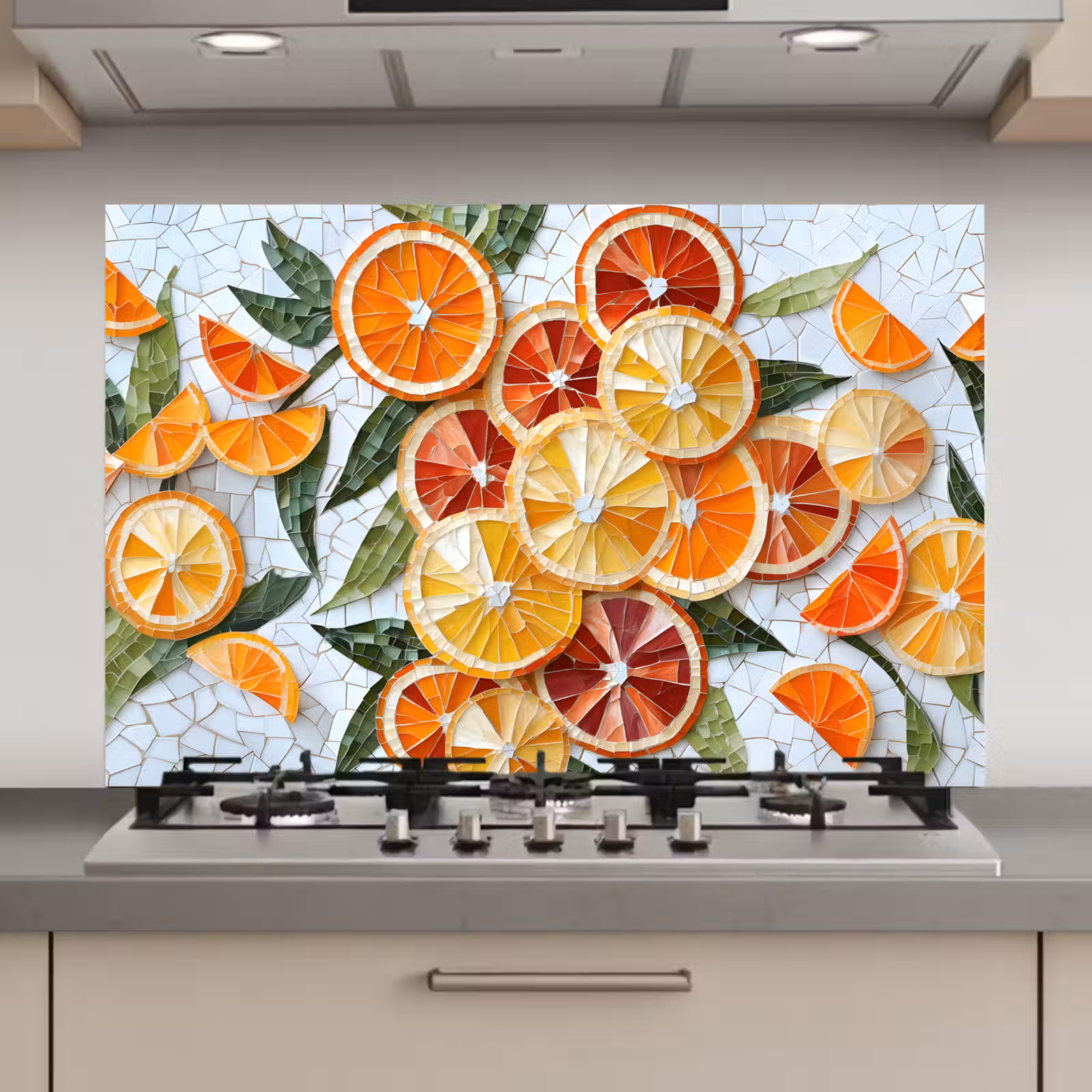 Spatscherm keuken - Schijfjes - Fruit - Oranje - Mozaïek — 1
