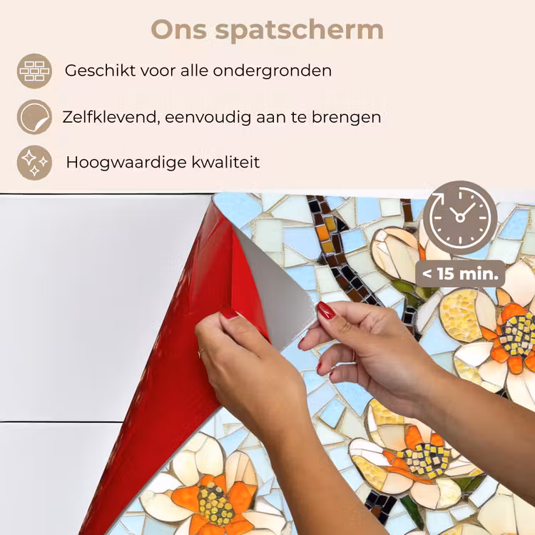 Spatscherm keuken - Bloesems - Wit - Mozaïek - Tak — 4