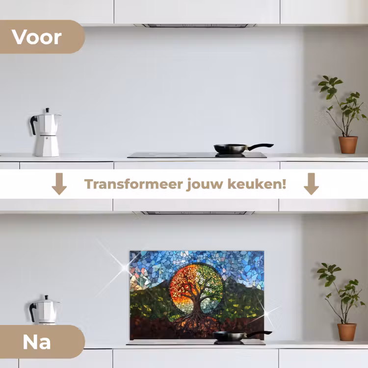 Spatscherm keuken - Boom - Seizoenen - Mozaïek - Bergen — 3