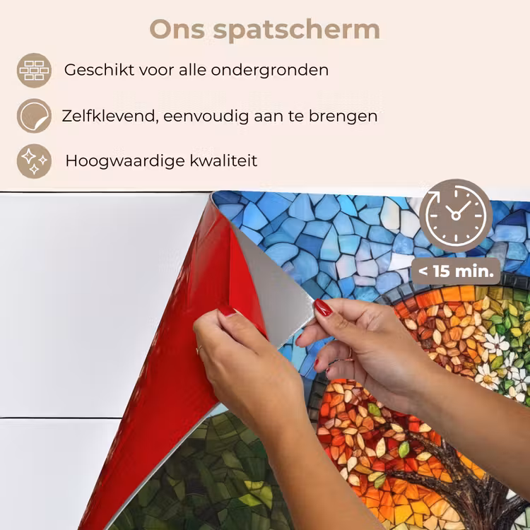Spatscherm keuken - Boom - Seizoenen - Mozaïek - Bergen — 4
