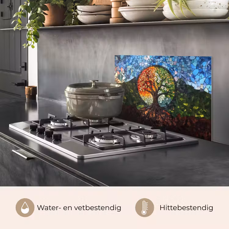 Spatscherm keuken - Boom - Seizoenen - Mozaïek - Bergen — 7