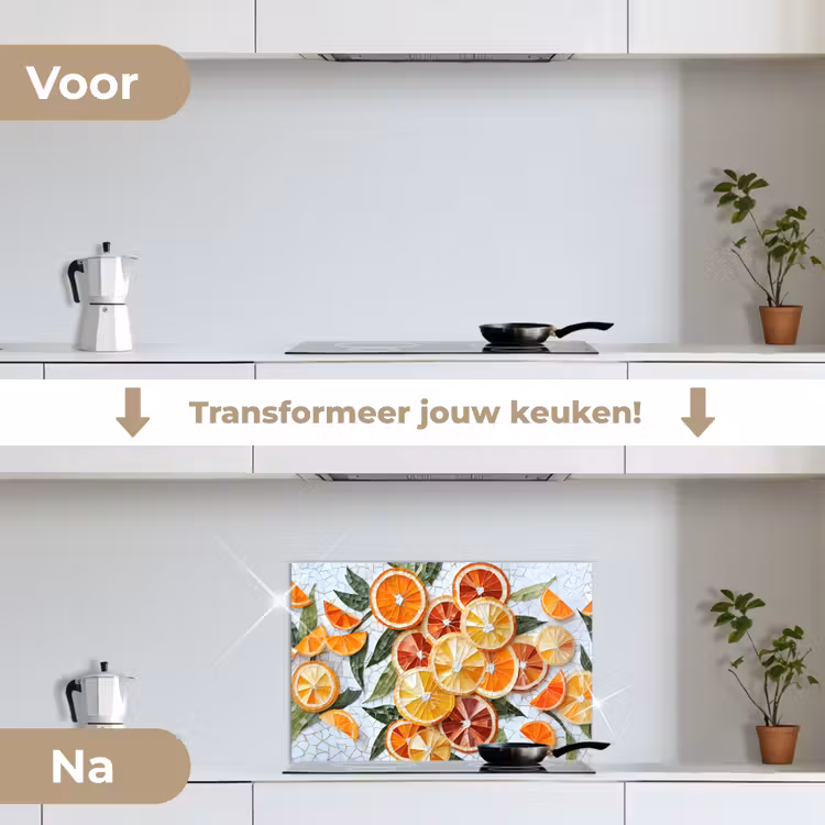 Spatscherm keuken - Schijfjes - Fruit - Oranje - Mozaïek — 3
