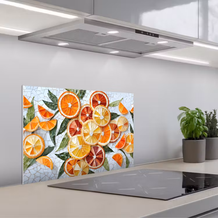 Spatscherm keuken - Schijfjes - Fruit - Oranje - Mozaïek — 5