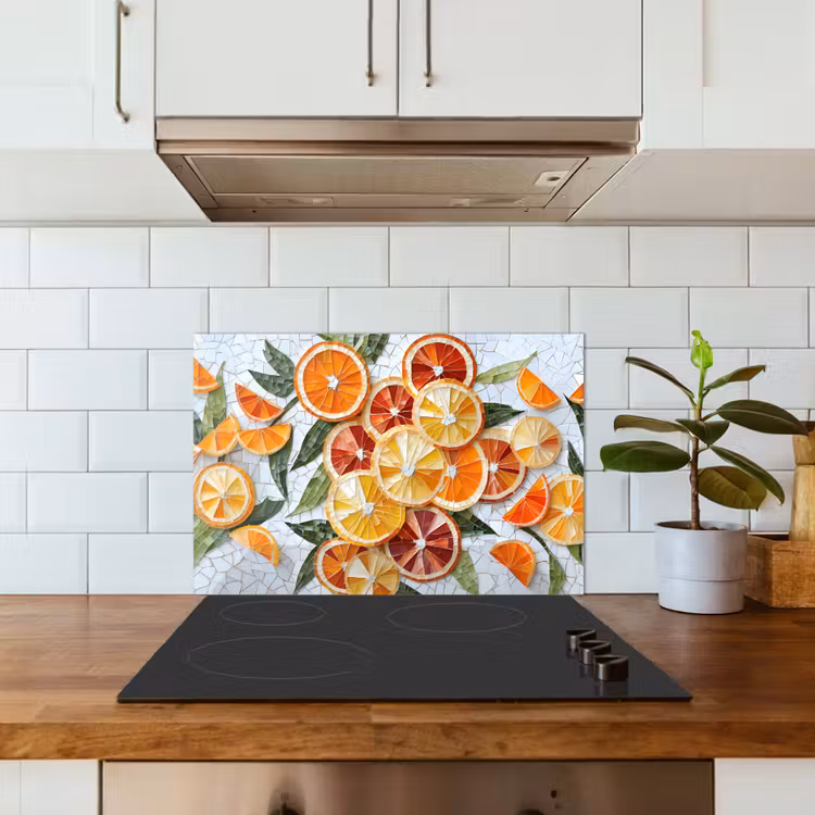 Spatscherm keuken - Schijfjes - Fruit - Oranje - Mozaïek — 6