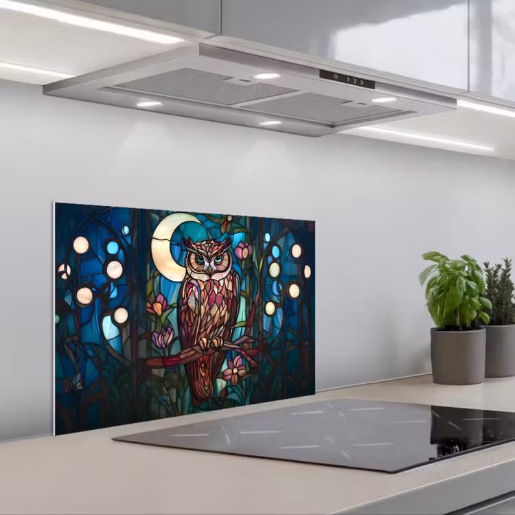 Spatscherm keuken - Uil - Mozaïek - Maan - Nacht — 5