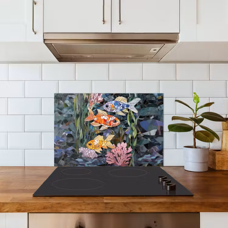 Spatscherm keuken - Vissen - Koraal - Zee - Mozaïek — 6
