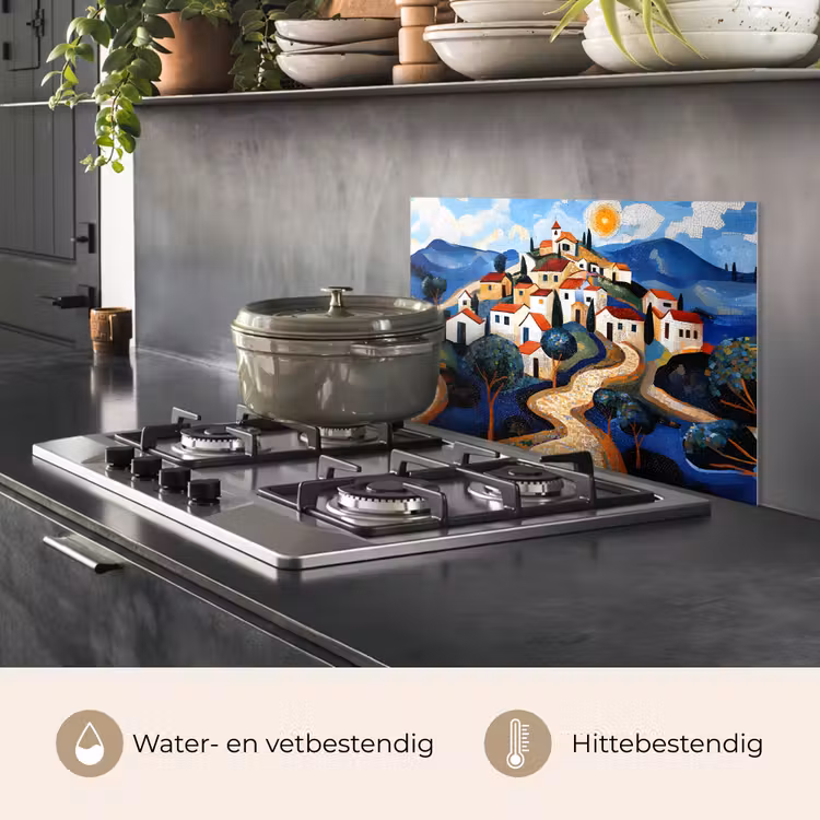 Spatscherm keuken - Dorp - Heuvelachtig - Zon - Mozaïek — 7