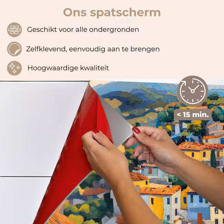Spatscherm keuken - Dorp - Heuvels - Landschap - Bomen — 4