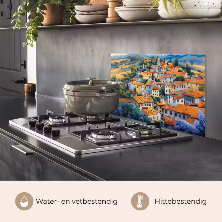 Spatscherm keuken - Dorp - Heuvels - Landschap - Bomen — 7