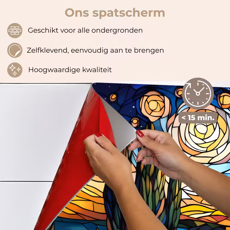 Spatscherm keuken - Hemel - Sterren - Mozaïek - Huizen — 4