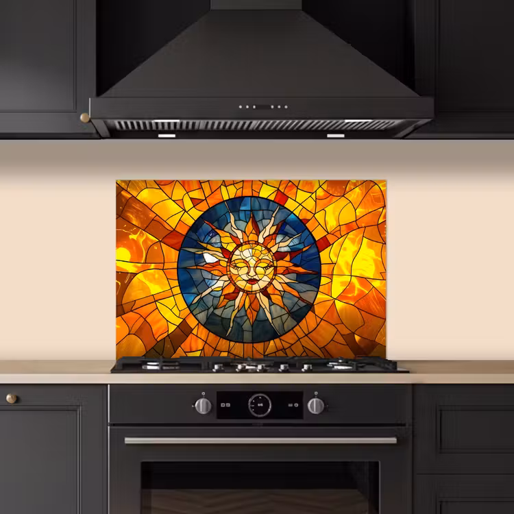 Spatscherm keuken - Mozaïek - Zon - Geel - Cirkel — 2