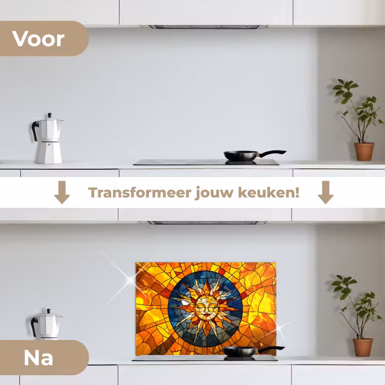 Spatscherm keuken - Mozaïek - Zon - Geel - Cirkel — 3