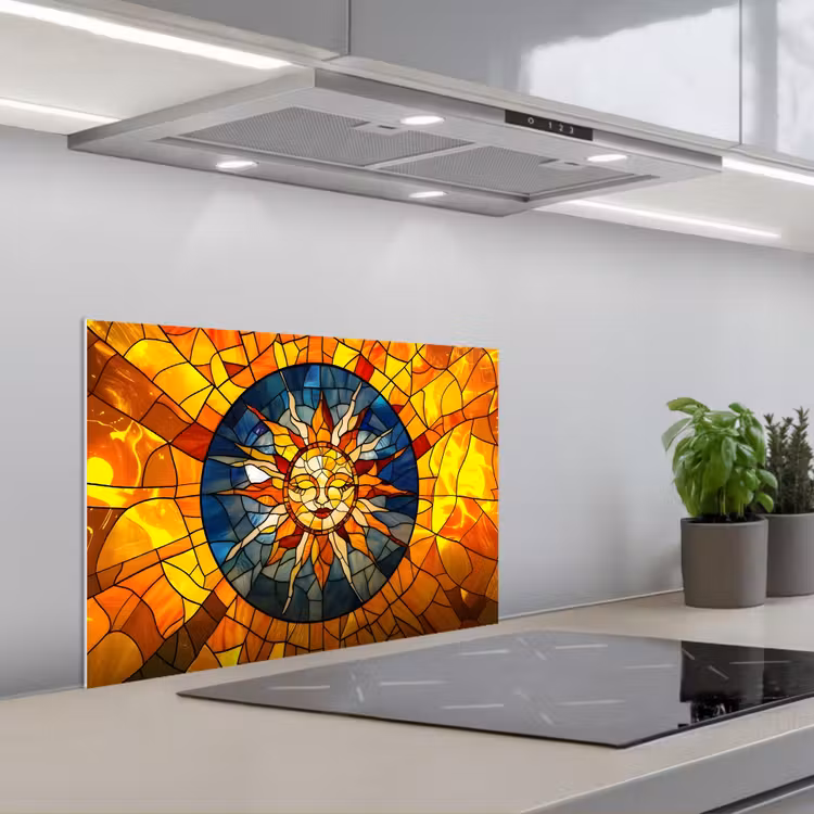 Spatscherm keuken - Mozaïek - Zon - Geel - Cirkel — 5