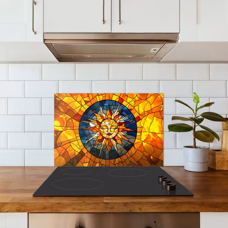 Spatscherm keuken - Mozaïek - Zon - Geel - Cirkel — 6