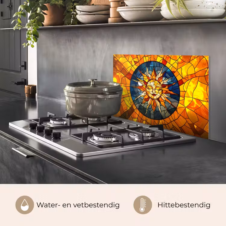 Spatscherm keuken - Mozaïek - Zon - Geel - Cirkel — 7