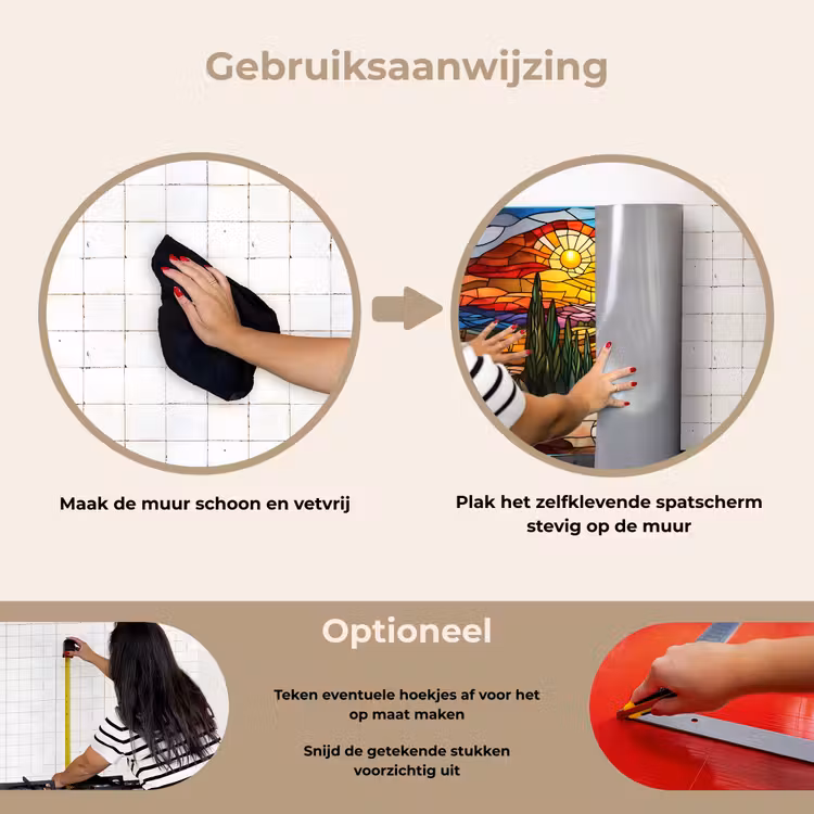 Spatscherm keuken - Mozaïek - Zon - Landschap - Dorp — 8