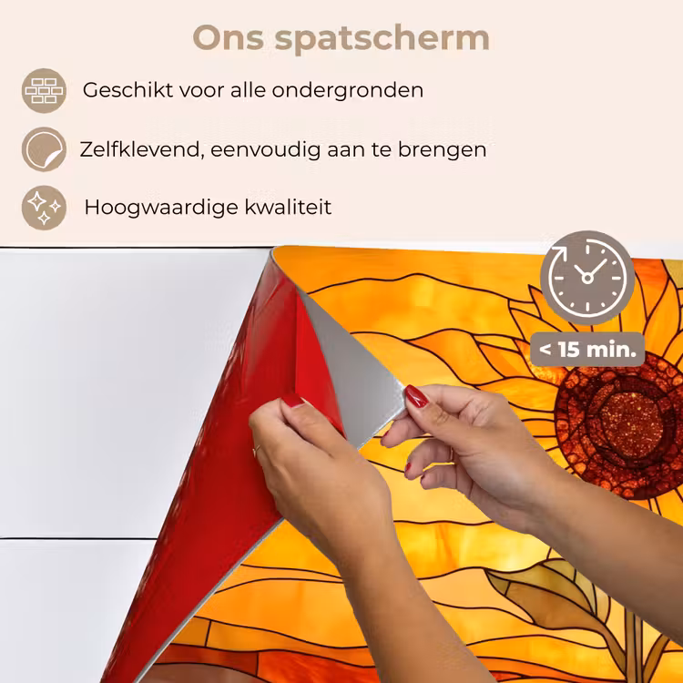 Spatscherm keuken - Zonnebloem - Mozaïek - Zonsondergang - Geel — 4