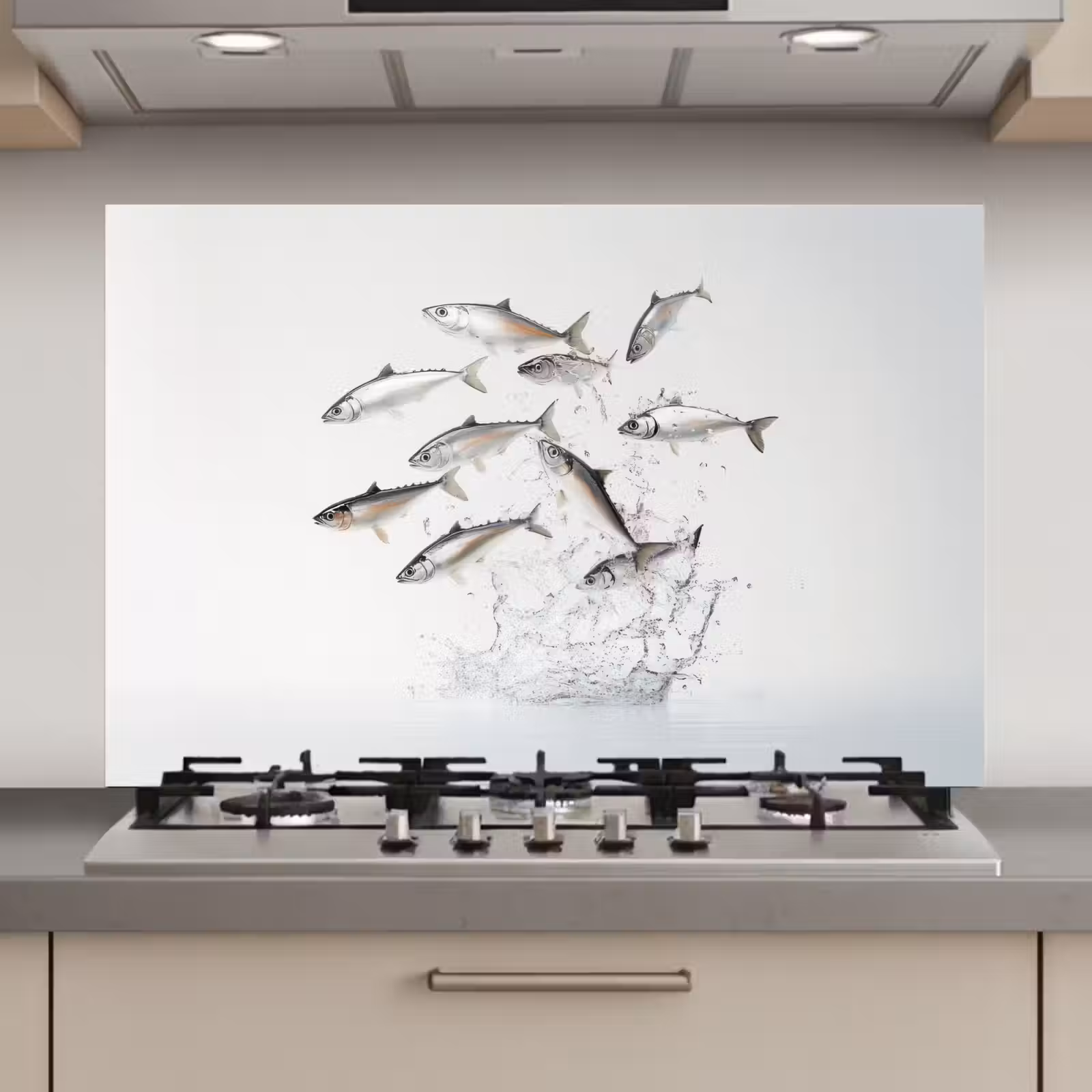 Spatscherm keuken - Vissen - Water - Wit — 1