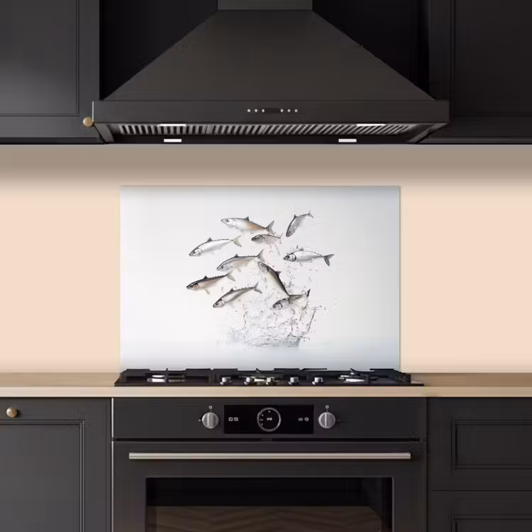 Spatscherm keuken - Vissen - Water - Wit — 2