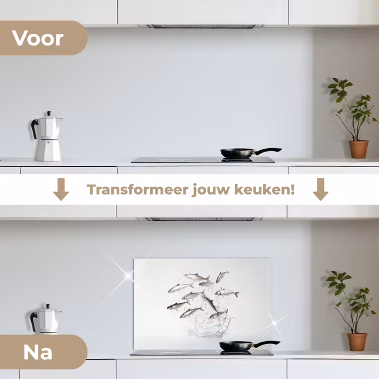 Spatscherm keuken - Vissen - Water - Wit — 3