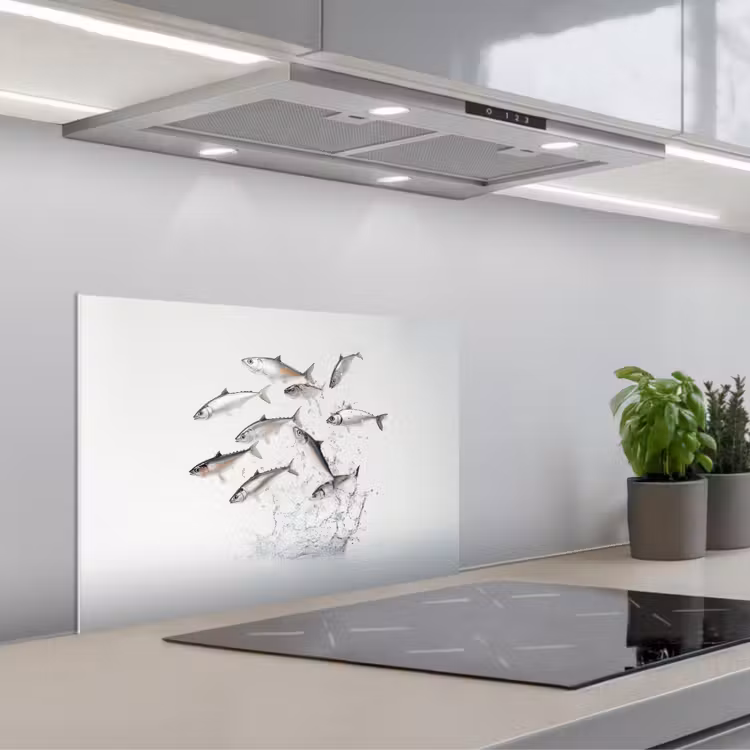 Spatscherm keuken - Vissen - Water - Wit — 5
