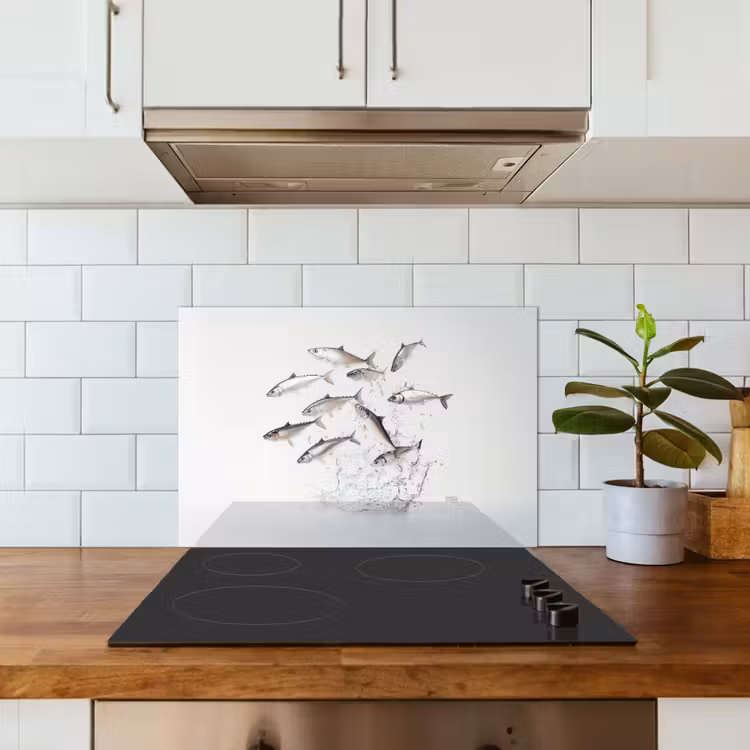 Spatscherm keuken - Vissen - Water - Wit — 6