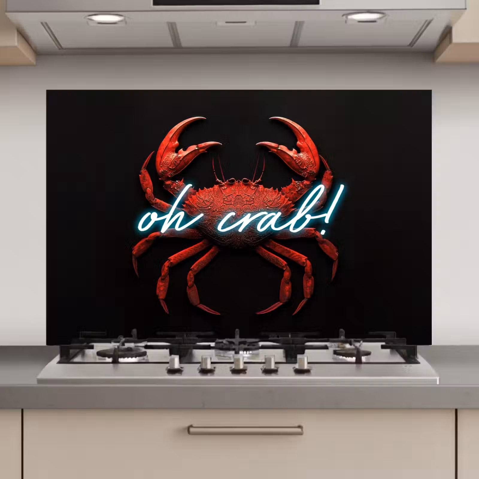 Spatscherm keuken - Krab - Rood - Neon - Quote — 1
