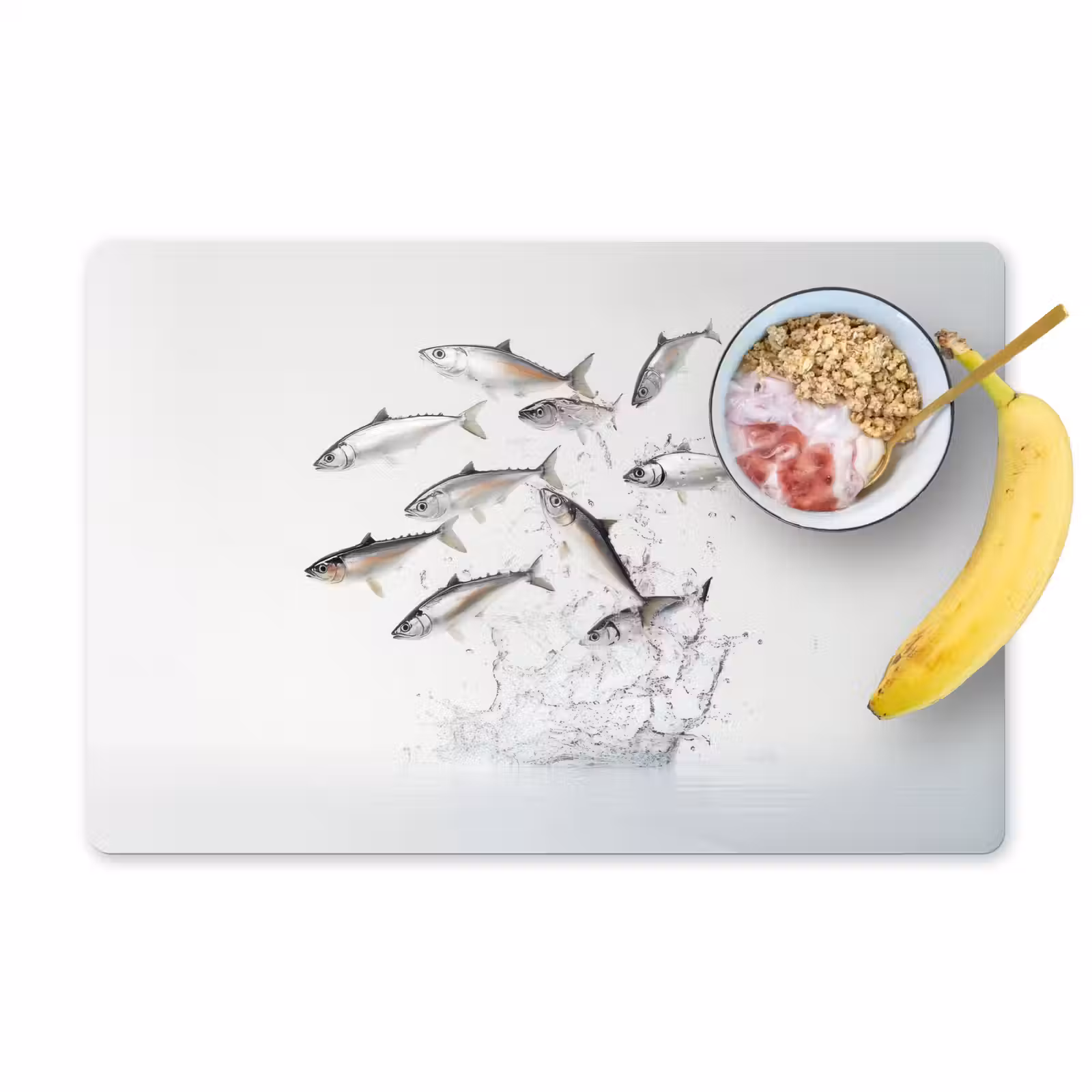 Placemat - 6 stuks - Vissen - Water - Wit — 1