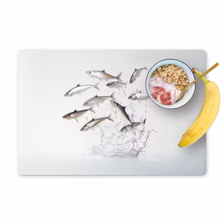 Placemat - 6 stuks - Vissen - Water - Wit — 1