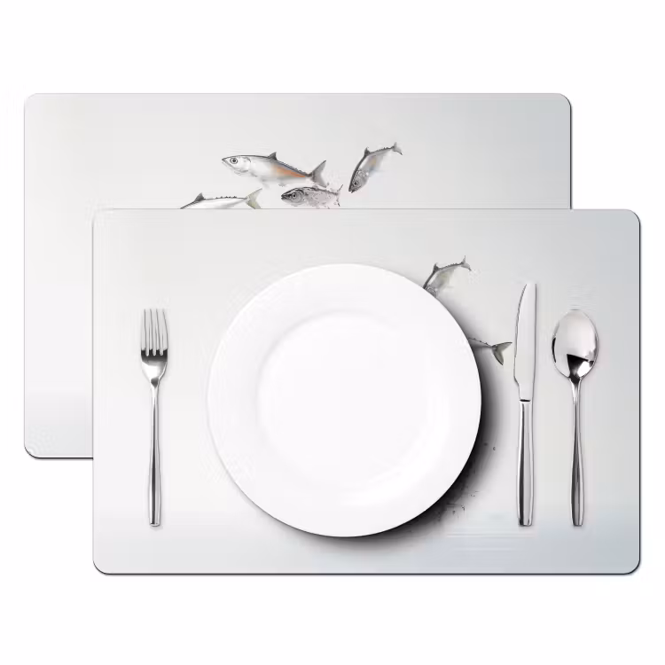 Placemat - 6 stuks - Vissen - Water - Wit — 2