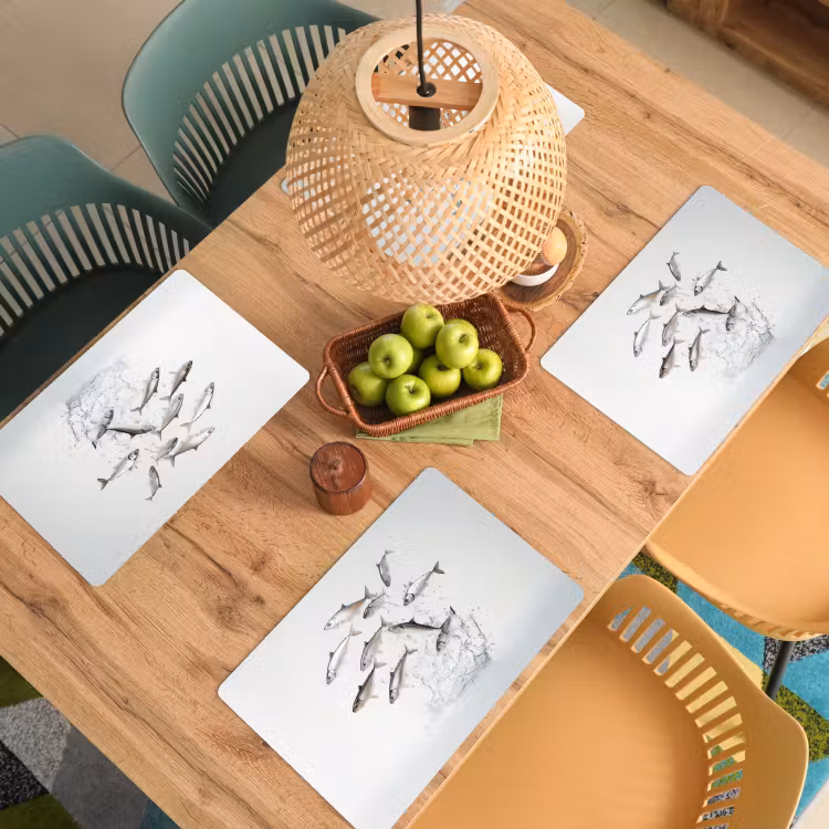 Placemat - 6 stuks - Vissen - Water - Wit — 6