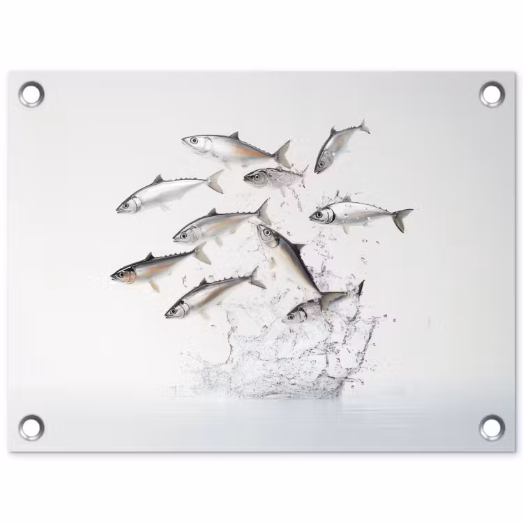 Tuinposter - Vissen - Water - Wit — 1