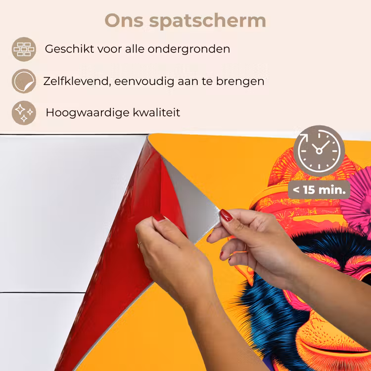 Spatscherm keuken - Aap - Kimono - Bloemen - Hoofdtooi — 4