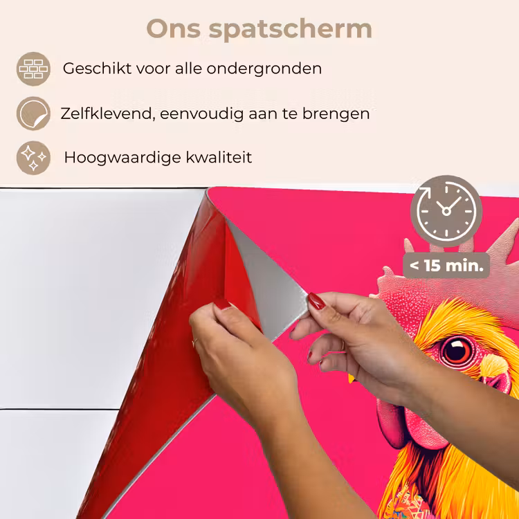 Spatscherm keuken - Haan - Kleurrijk - Kimono - Roze — 4